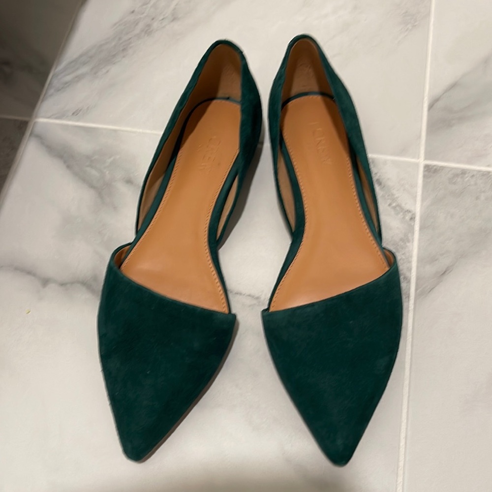 J.Crew hunter green velvet flats